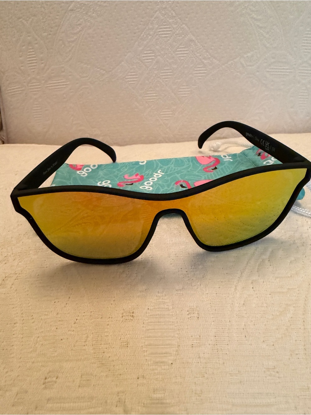 Goodr VRG Black Mirrored Yellow Sunglasses titled From Zero to Blitzed